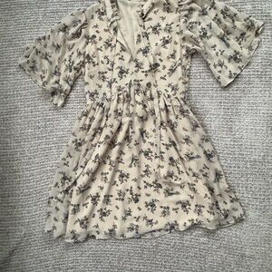 FRNCH Cream Dress with Multicolor Floral Design